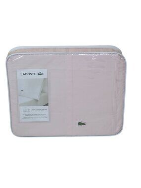 Lacoste Queen Percale Solid Sheet Set Iced Pink 100% Cotton Percale